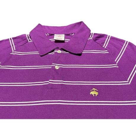 BROOKS BROTHERS 346 ボーダー柄半袖ポロシャツ パープル Ｓサイズ