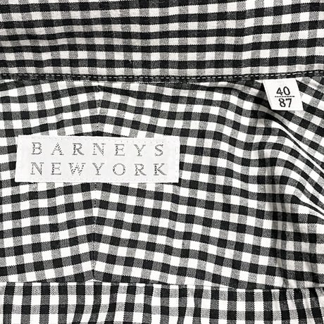 MADE IN JAPAN製 BARNEYS NEWYORK 長袖ボタンダウンギンガムチェックシャツ ブラック 40-87サイズ