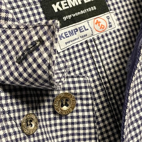 MADE IN CZECH REPUBLIC製 KEMPEL ギンガムチェック柄コットンステンカラーコート ネイビー 48サイズ