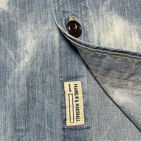 FRANKLIN MARSHALL VARSITY タイダイ染め半袖デニムシャツ ライトインディゴ Sサイズ