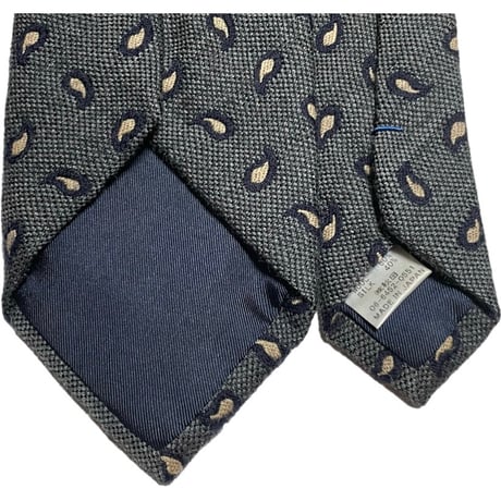 MADE IN JAPAN製 FILO D'ORO THE SUIT COMPANY ペイズリー柄ウールシルクネクタイ チャコールグレー