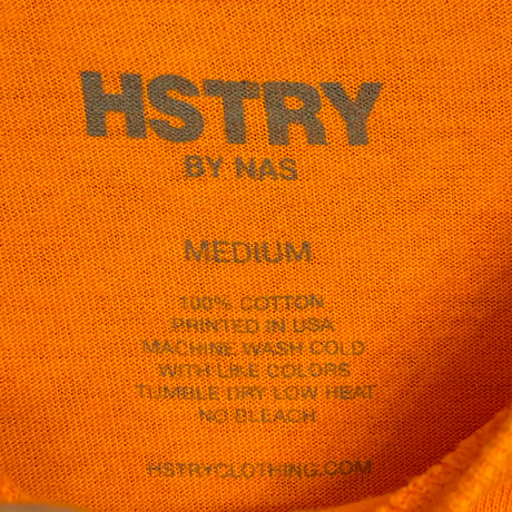 HSTRY BY NAS プリント入り 長袖Tシャツ オレンジ Mサイズ