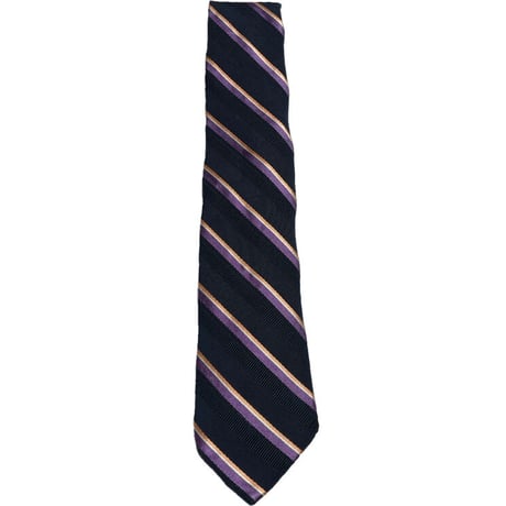 MADE IN USA製 BROOKS BROTHERS レジメンタルストライプ柄シルクコットンネクタイ ネイビー×パープル