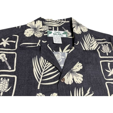 MADE IN HAWAII製 TWO PALMS アロハシャツ チャコールグレー Sサイズ