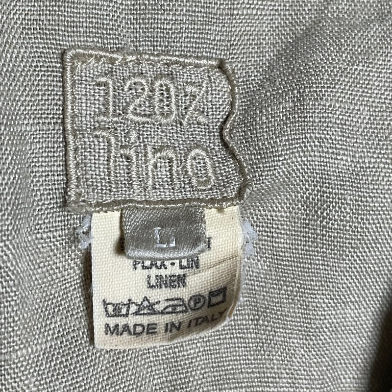 MADE IN ITALY製 120% lino ボタンダウン半袖リネンシャツ