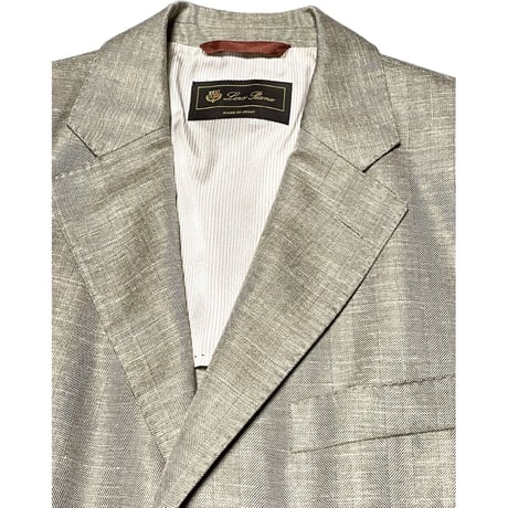 MADE IN ITALY製 Loro Piana ウールシルクリネン混シャドーヘリンボーン柄ジャケット ベージュ 48サイズ