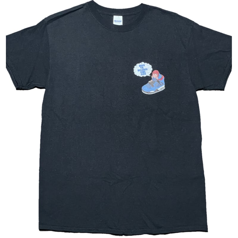 AIR JORDANモチーフ 半袖ロゴTシャツ GILDANボディ ブラック Mサイズ  