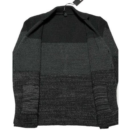 ☆タグ付き新古品☆ MADE IN ITALY製 GIANNI LUPO テーラードジャケット型ニットカーディガン ブラック×グレー Lサイズ