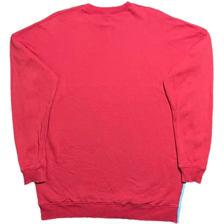 【BARNEYS NEWYORK取り扱い】MADE IN PORTUGAL製 FIORUCCI ツートンカラースウェットトレーナー レッド×ライトブルー Sサイズ
