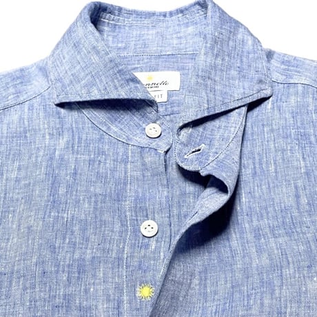 MADE IN ITALY製 giannetto VINCI FIT 長袖リネンシャツ サックス 38/15サイズ