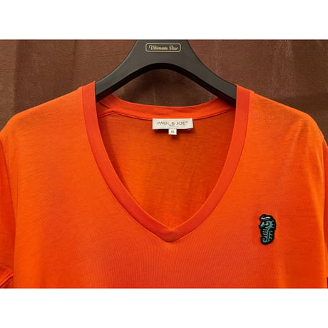 MADE IN PORTUGAL製 PAUL & JOE VネックTシャツ オレンジ XSサイズ