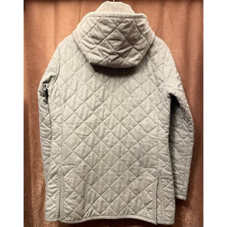 MADE IN ENGLAND製 LAVENHAM フード付きウールキルティングジャケット グレー 36/48サイズ