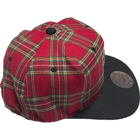 mitchell & ness NHL CHICAGO BLACK HAWKS VINTAGE チェック柄生地スナップバックキャップ 赤チェック Fサイズ