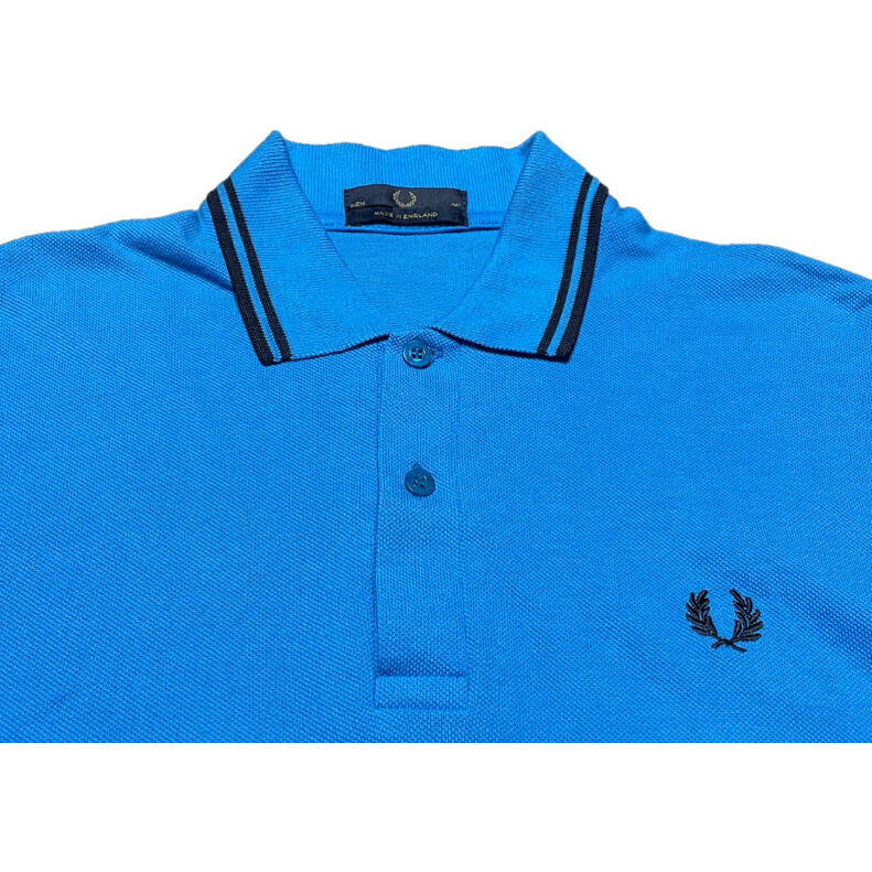 06M068◯ FRED PERRY ブルー 鹿の子 半袖ポロシャツ ゴルフ S 06M068◯ FRED PERRY ブルー 鹿の子 半袖ポロシャツ ゴルフ S