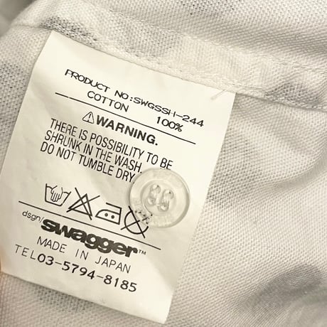MADE IN JAPAN製 SWAGGER ドット柄 半袖オックスフォードシャツ ホワイト XXLサイズ