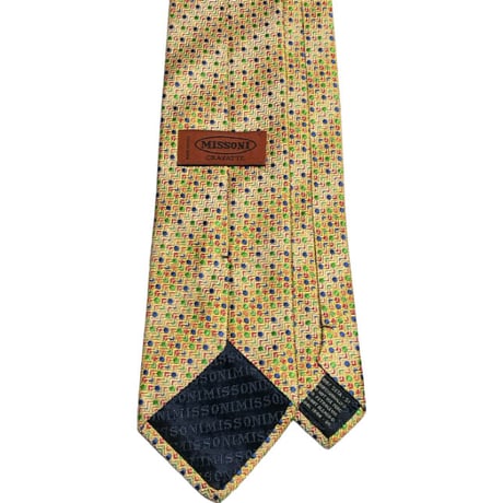 MADE IN ITALY製 MISSONI ドット柄シルクネクタイ イエロー