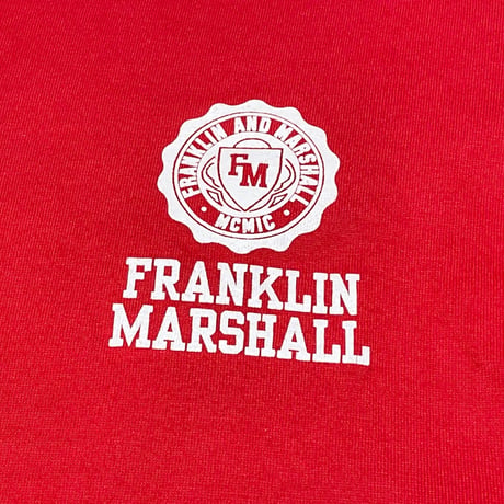 MADE IN ITALY製 FRANKLIN MARSHALL CAMPUS 半袖クルーネックプリントTシャツ レッド Sサイズ