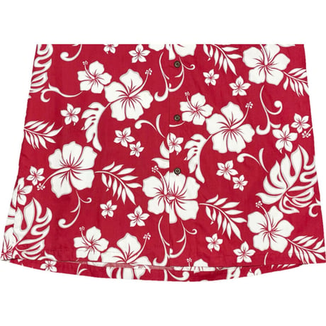 Made in Hawaii製 ALOHA REPUBLIC 花柄アロハシャツ レッド Lサイズ