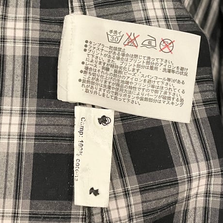 MADE IN ITALY製 NeIL BarreTT SLIM FIT 長袖チェック柄シャツ ブラック×ホワイト 38-15サイズ
