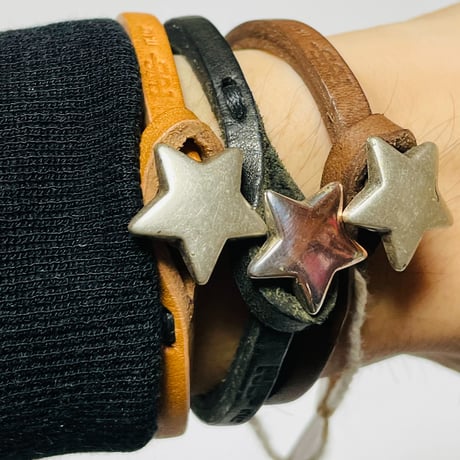 ★新品★ MADE IN ITALY製 TULSI STELLA ハンドメイドレザーブレスレット ブラウン S/Mサイズ