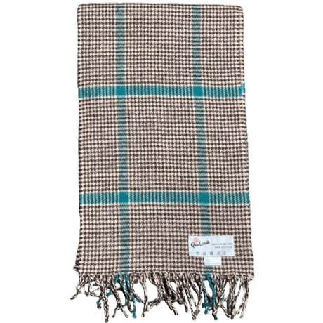 【UNITED ARROWS取り扱い】MADE IN SCOTLAND製 Glen Lossie 千鳥格子柄ウールマフラー ブラウン