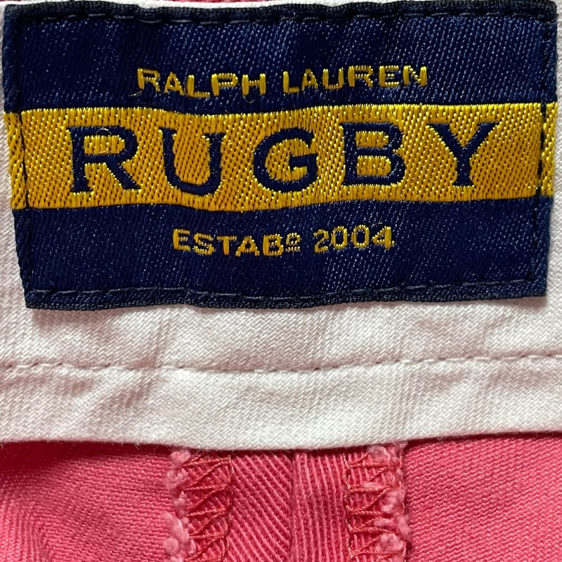 RUGBY ラルフローレン　スカルデザイン サスペンダー RALPH LAUREN RUGBY スカル柄ハーフパンツ ピンク W31サイズ