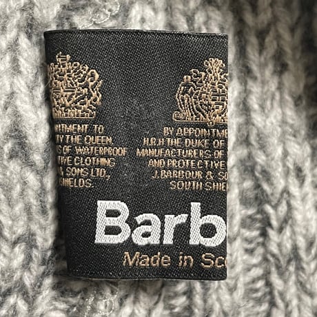MADE IN SCOTLAND製 Barbour ツートンカラーラムウールニットビーニー グレー×ブラック Fサイズ