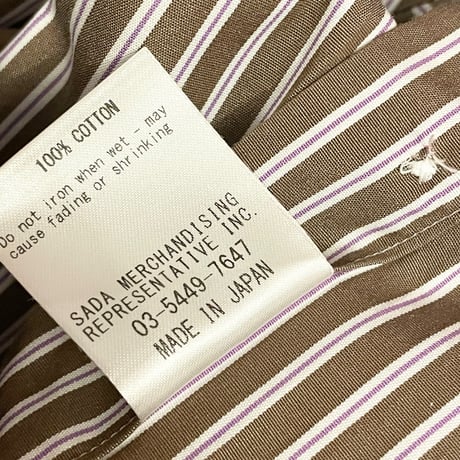 ▲訳あり商品▲ MADE IN JAPAN製 KAMAKURA SHIRTS イタリア生地長袖ストライプタブカラーシャツ ブラウン×パープル