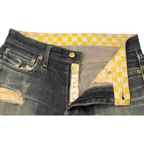 MADE IN JAPAN製 PHENOMENON 2007年モデル ストレッチダメージスキニーデニムパンツ インディゴ W30サイズ