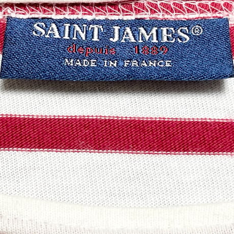 MADE IN FRANCE製 SAINT JAMES ボーダー柄半袖Tシャツ レッド×ホワイト XSサイズ