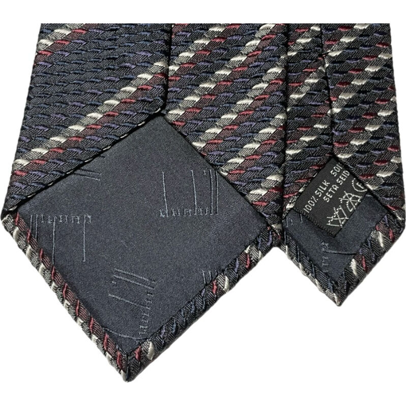 美品 ダンヒル ネクタイ シルク レジメンタルストライプ ブロックチェック柄 MADE IN ITALY製 dunhill レジメンタルストライプシルクネクタイ