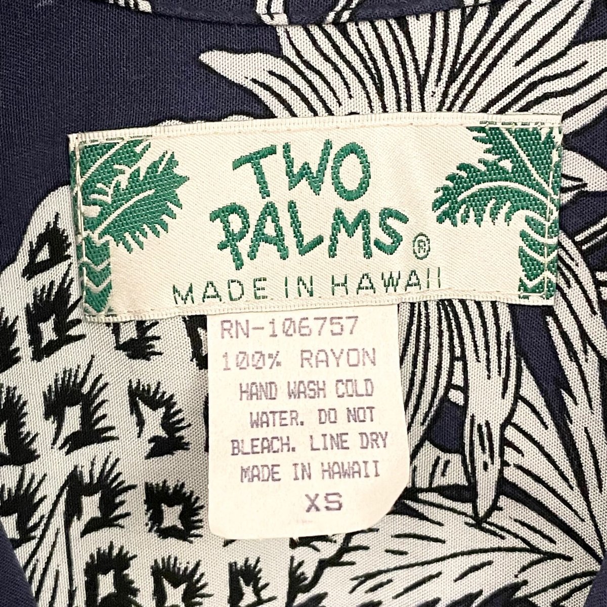 MADE IN HAWAII製 TWO PALMS アロハシャツ ネイビー XSサイズ | U