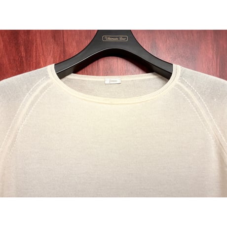 MADE IN ITALY製 HERNO カシミヤシルク クルーネックセーター アイボリー 50サイズ