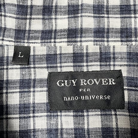 【nano universe取り扱い】MADE IN ITALY製 GUY ROVER PER nano universe ギンガムチェック柄長袖リネンシャツ ネイビー Lサイズ