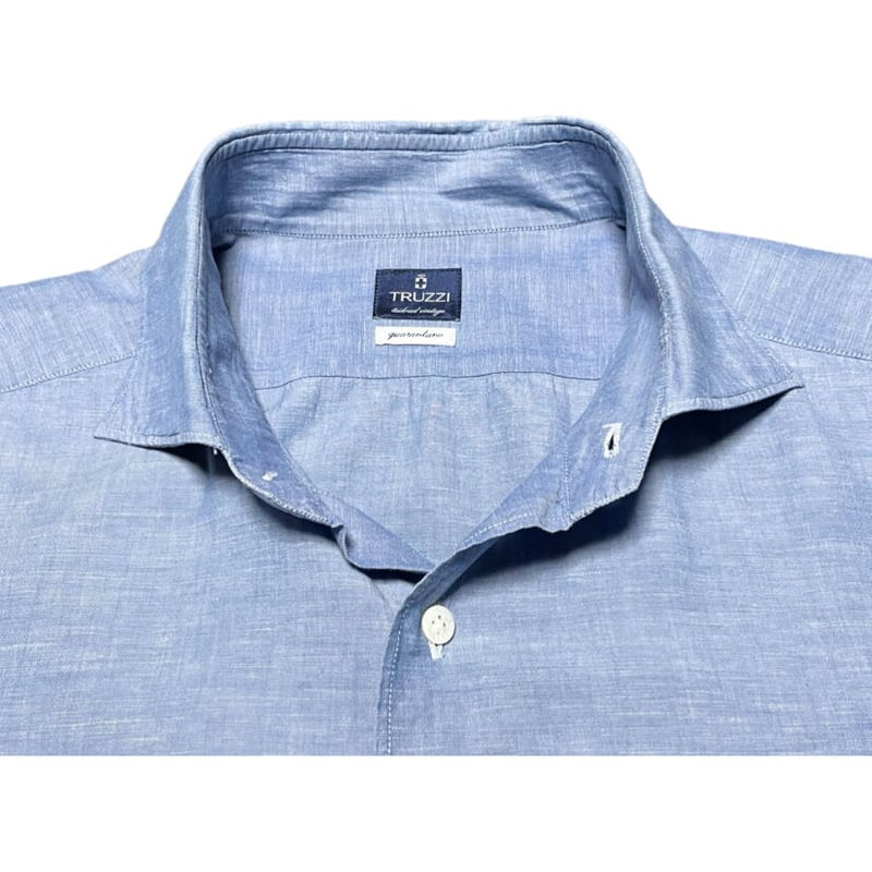 △訳あり商品△ MADE IN ITALY製 TRUZZI 長袖ダンガリーシャツ ライト 