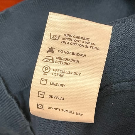 MADE IN GREAT BRITAIN製 JOHN SMEDLEY ツートンカラークルーネックコットンセーター ネイビー×エンジ Mサイズ