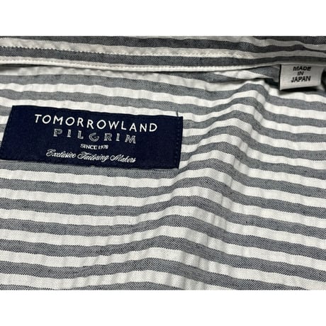 ☆タグ付き新古品☆ MADE IN JAPAN製 TOMORROWLAND PILGRIM シアサッカーストライプ柄長袖シャツ グレー Sサイズ
