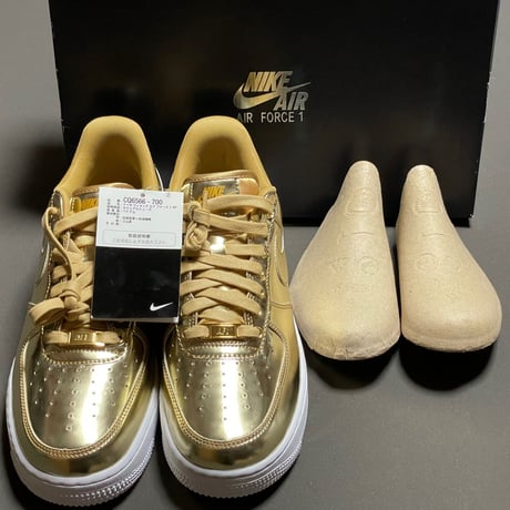 箱、黒タグ付き NIKE AIR FORCE 1 WMNS スニーカー メタリックゴールド WMNS9.5/MEN8/26cm