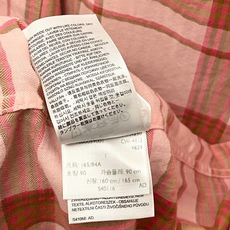 MADE IN PORTUGAL製 LEVI'S MADE & CRAFTED 半袖チェック柄開襟シャツ ピンク 1サイズ