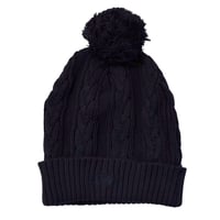 レア MADE IN JAPAN製 SWAGGER 2003年モデル ポンポン付きケーブルニット帽 ネイビー