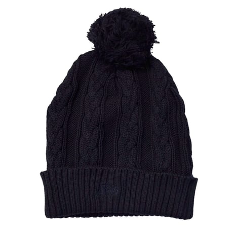 レア MADE IN JAPAN製 SWAGGER 2003年モデル ポンポン付きケーブルニット帽 ネイビー