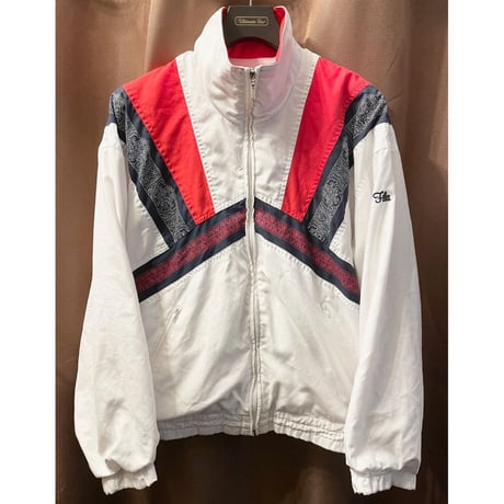 FILA フルジップナイロンジャケット ホワイト×レッド×ネイビー 8サイズ