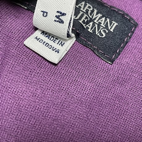 ARMANI JEANS ポケット付き半袖VネックTシャツ パープル Mサイズ