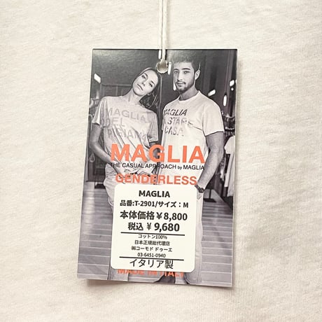 ★新品★ MADE IN ITALY製 MAGLIA 2024年SSモデル「APERITIVO」バックプリントクルーネックTシャツ ホワイト S～Lサイズ