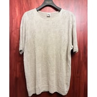 MADE IN JAPAN製 K OF KRIZIA 総柄 リネン100% 半袖ニットカットソー ベージュ 50サイズ
