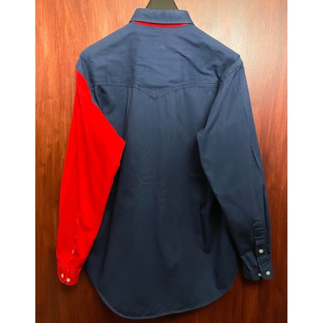 MADE IN USA製 TEXAS COTTON 長袖ボタンダウンシャツ トリコロール Mサイズ