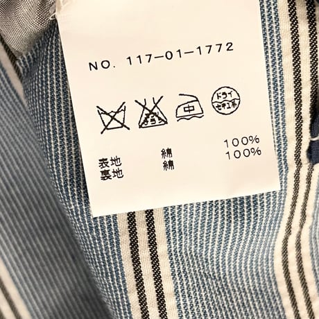 【SHIPS 取り扱い】 MADE IN ITALY製 U-Ni-Ty ストライプ柄コットンテーラードジャケット ライトブルー 46サイズ