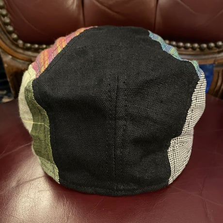 MADE IN USA製 NEW YORK HAT パッチワークリネンハンチングキャップ マルチカラー L/XLサイズ
