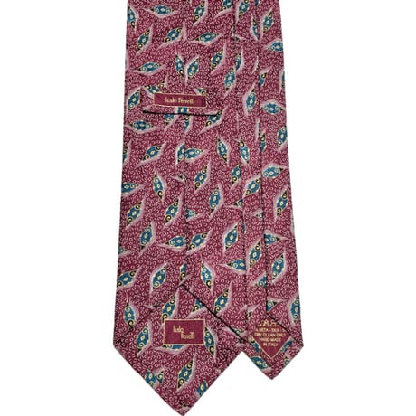 MADE IN ITALY製 Italo Ferretti HANDMADE 総柄シルクネクタイ ワイン
