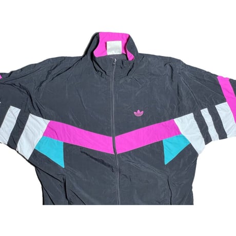 old adidas フルジップナイロンジャケット マルチカラー MLサイズ